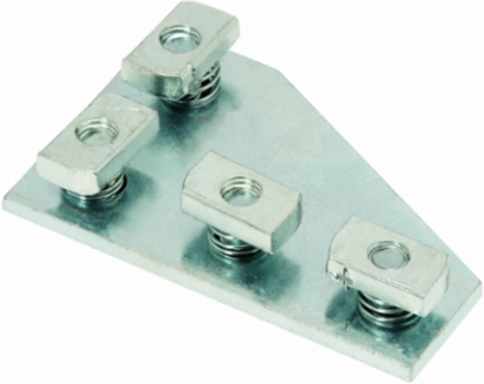 Pre-assembled Flat Four Hole Corner Gusset Plate, 3.5 Inch Height, 5.37 Inch Length, Steel