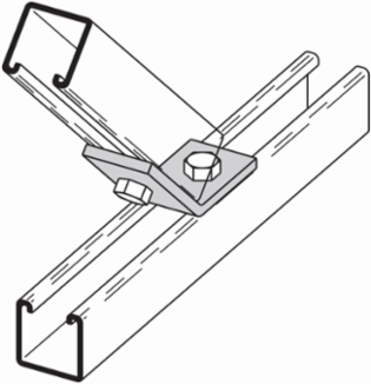 Stainless Steel Strut Fitting, 1.62 Inch Height, 4.483 Inch Length, Two Hole Open Angle