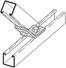 Stainless Steel Strut Fitting, 1.62 Inch Height, 4.483 Inch Length, Two Hole Open Angle