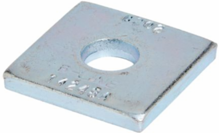 Eaton B-Line series strut fittings and accessories, 1.62" Height, 1.62" Length, 1.62" Width, .18lbs, Steel, Square washer, Hole size 7/16 in diameter | Bolt size 3/8 in, Electro-plated