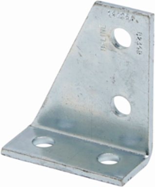 Left Hand Four Hole Gussetted Corner Angle 4.2 Inch Height, Steel, Hot-Dipped Galvanized
