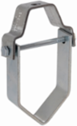 Eaton B-Line series clevis hanger, 0.75" height, 5.397" length, 3.75" width, Steel, Vee bottom clevis hanger, Type 1, Plain, 0.5" pipe size, 3/8-16" rod size