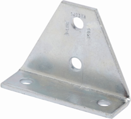 Four Hole Gussetted Shelf Angle, 5.37 Inch Height, 1.87 Inch Length, Steel