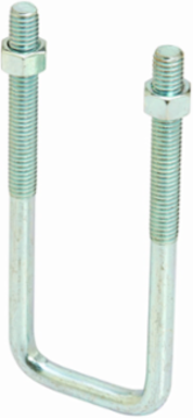 Square U-Bolt Clamp, Steel, 3/8"-16 Thread, 5 Inch Length, 2.5 Inch Height