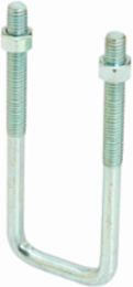 Square U-Bolt Clamp, Steel, 3/8"-16 Thread, 5 Inch Length, 2.5 Inch Height