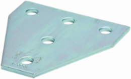 Five Hole Tee Gusset Plate, 5.37 Inch Height, 5.37 Inch Length, Steel