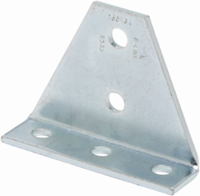 Five Hole Gussetted Shelf Angle, Steel, 4.12 Inch Length, 5.37 Inch Height, DURA GREEN Finish
