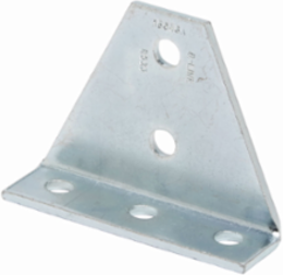 Five Hole Gussetted Shelf Angle, 5.37 Inch Height, 4.12 Inch Length, Steel