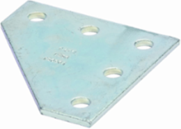 Five Hole Corner Gusset Plate, 5.37 Inch Height, Steel, Electro-plated Finish