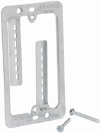 Eaton B-Line series datacomm and low voltage support fasteners, Single gang bracket, Grey,Pre-galvanized,Design load capacity 0.05KN, Steel, Communication and low voltage, Maximum 1-1/4 drywall thickness, Cover plate mounting bracket style