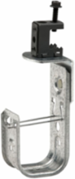 Cable to Beam Fastener, 2 Inch Hook, 1 J-hook, 30 lb Load Capacity, Steel