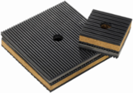 Ribbed Neoprene Steel Vibration Pad 6 Inch x 6 Inch, 1800 lbs Load Capacity, 3/16 Inch Deflection