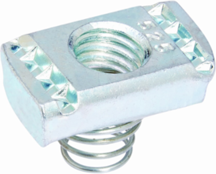 Eaton B-Line series strut channel, nuts, all threaded rod, Steel, Channel nuts, Spring nut, Electro-plated zinc finish, 3/8"-16 thread size