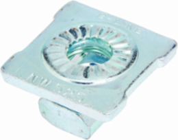 Eaton B-Line series strut channel, nuts, all threaded rod, Used in lock combo nut washer in place, Steel, Combo nut washer, Electro-plated zinc, 450 lbs pull out strength, 330 lbs slip strength, 3/8"-16 thread size