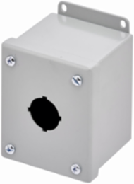 Eaton B-Line series push button enclosures, 4" height, 3" length, 3.25" width, NEMA 4X, Screw cover, PB4XSS6 enclosure, Surface mounted, Small single door, External mounting feet, 316 stainless steel, Oil-resistant gasket