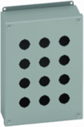 Eaton B-Line series push button enclosures, 14" height, 3" length, 10.75" width, NEMA 12, Hinged cover, PB enclosure, Surface mounted, Small single door, External mounting feet, Carbon steel, Oil-resistant gasket