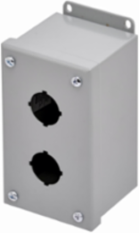 Eaton B-Line series push button enclosures, 14" height, 3" length, 13" width, NEMA 12, Hinged cover, PB enclosure, Surface mounted, Small single door, External mounting feet, Carbon steel, Oil-resistant gasket