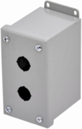 Eaton B-Line series push button enclosures, 5.12" height, 3.5" length, 2.75" width, NEMA 12, Screw cover, PBB enclosure, Surface mounted, Small single door, External mounting feet, Carbon steel, Oil-resistant gasket
