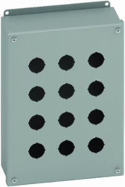 Eaton B-Line series push button enclosures, 5.75" height, 3" length, 3.25" width, NEMA 4X, Screw cover, PBM4XS enclosure, Surface mounted, Small single door, External mounting feet, 304 stainless steel, Oil-resistant gasket
