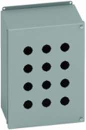 Eaton B-Line series push button enclosures, 11" height, 7.5" length, 6" width, NEMA 12, Hinged cover, PBP enclosure, Surface mounted, Medium single door, External mounting feet, Carbon steel, Oil-resistant gasket