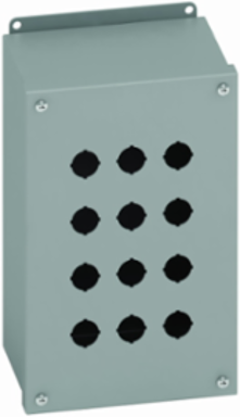 Eaton B-Line series push button enclosures, 7" height, 3.5" length, 2.75" width, NEMA 12, Hinged cover, PBSB enclosure, Surface mounted, Medium single door, External mounting feet, Carbon steel, Oil-resistant gasket