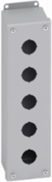 Eaton B-Line series push button enclosures, 8" height, 2.75" length, 3.25" width, NEMA 4X, Screw cover, PVM4XS enclosure, Surface mounted, Medium single door, External mounting feet, 304 stainless steel, Oil-resistant gasket