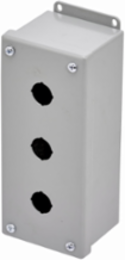 Eaton B-Line series push button enclosures, 6.63" height, 3.89" length, 3.81" width, NEMA 12, Screw cover, PVM enclosure, Surface mounted, Medium single door, External mounting feet, Carbon steel, Oil-resistant gasket