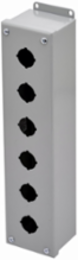 Eaton B-Line series push button enclosures, 9.50" height, 4.75" length, 6.25" width, NEMA 12, Screw cover, PV enclosure, Surface mounted, Medium single door, External mounting feet, Carbon steel, Oil-resistant gasket