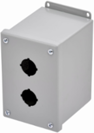 Eaton B-Line series push button enclosures, 6" height, 4.75" length, 4" width, NEMA 4X, Screw cover, PVX4XS enclosure, Surface mounted, Medium single door, External mounting feet, 304 stainless steel, Oil-resistant gasket
