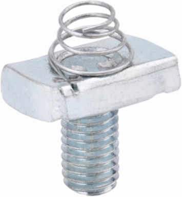 Eaton B-Line series strut channel, nuts, all threaded rod, Steel, 1" stud nut with spring, Zinc finish, 3/8"-16 thread size
