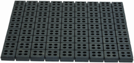 Eaton B-Line series vibration isolation pads, 3/16" deflection, 14,850 lbs load cap, Rubber, VRP type-rubber cube vibration pad