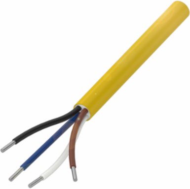 Bulk Cable 4 Conductors 22 AWG TPE Yellow, 100 Meter Length