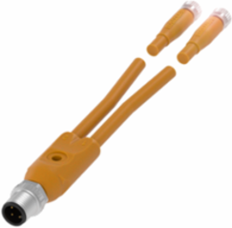 Y-Splitter, M12x1-Male & M8x1-Female, PVC Cable 0.3 m, IP67/IP68/IP69K