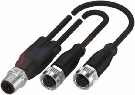 Y-Splitter M12x1 5-Pin A-Coded, IP67/IP68, 0.3 m Cable