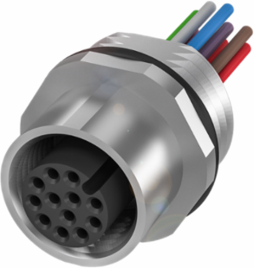 Receptacle, 12-Pin M12x1, 1.5A, IP68, 2.00m Lead Length