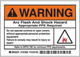 Arc Flash Warning Label, 3.5 Inch H x 5 Inch W, Self-Adhesive Polyester, Pack of 5