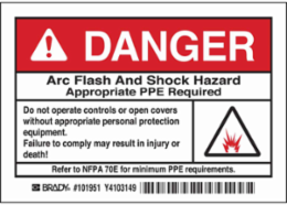 Arc Flash Label DANGER - 3.5 Inch H x 5 Inch W, Polyester, Pack of 5