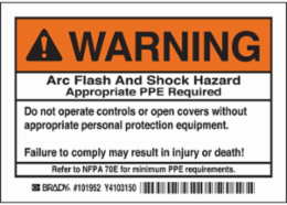 Arc Flash Warning Label, 3.5 Inch H x 5 Inch W, Self-Adhesive Polyester, Pack of 5