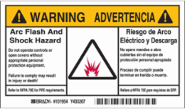 Arc Flash Labels - 3.5 in x 6 in, Self-Sticking Polyester, Black/Orange on White, Bilingual
