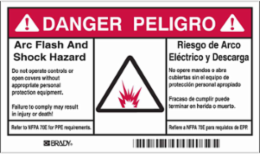 Arc Flash Labels, 3.5 Inch x 6 Inch, Self-Sticking Polyester, Bilingual English/Spanish