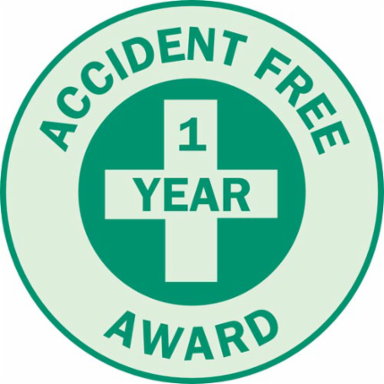 Hard Hat Label, 2 Inch, Fluorescent Green Glow, Reflective, ACCIDENT FREE AWARD