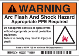 Arc Flash Warning Label - Self-Sticking Polyester, 3.5 Inch H x 5 Inch W, Permanent Adhesive, Roll of 100 Labels