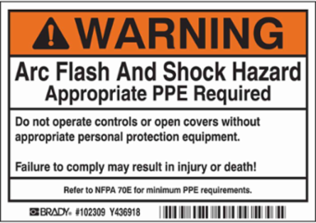 Arc Flash Labels - Polyester, 3.5 Inch H x 5 Inch W, Roll of 100, Black/Orange