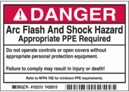 DANGER Arc Flash and Shock Hazard Label, 3.5 Inch H x 5 Inch W, Roll of 100, Self-Adhesive