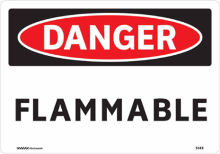 DANGER Flammable Sign, 7" H x 10" W, Aluminum