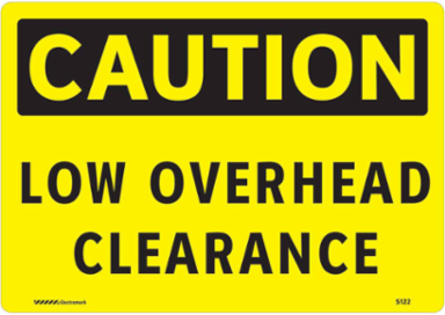 Caution Low Overhead Clearance Sign, 7 Inch H x 10 Inch W, Aluminum, Reflective Diamond-Grade