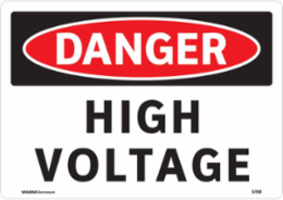 DANGER High Voltage Sign, 7" H x 10" W, Aluminum
