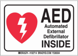 AED Sign, 3.5 Inch H x 5 Inch W, Polyester, Durable Outdoor Use