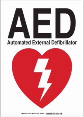 AED Automated External Defibrillator Sign, 14 Inch H x 10 Inch W, Rigid Polystyrene