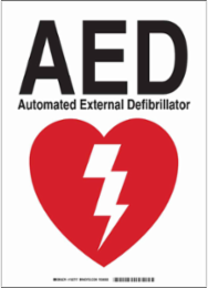 AED Automated External Defibrillator Sign, 14 Inch H x 10 Inch W, Rigid Polystyrene